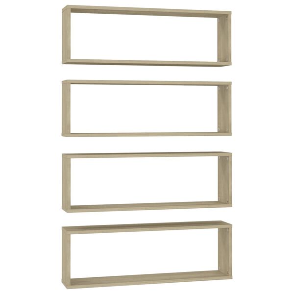 vidaXL Kuutiosein&auml;hyllyt 4 kpl Sonoma-tammi 80x15x26,5 cm tekninen puu