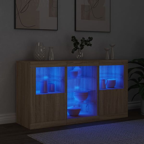vidaXL Senkki LED-valoilla Sonoma-tammi 123x37x67 cm