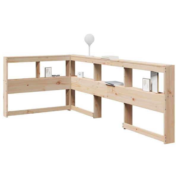 vidaXL Kirjahyllyn pääty L-muotoinen 80 cm massiivipuumäntyä