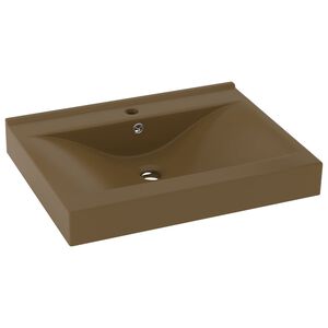 vidaXL Ylellinen pesuallas hanarei&auml;ll&auml; matta kerma 60x46 cm keraami