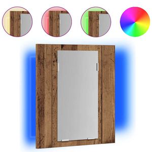 vidaXL LED peilikaappi vanha puu 40x12x45 cm tekninen puu