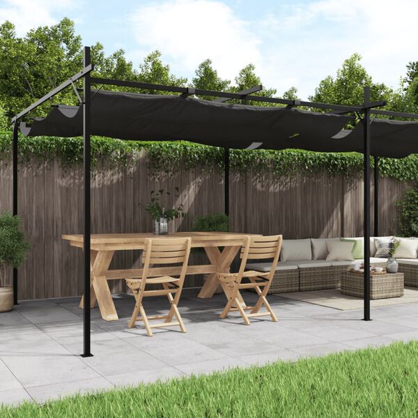 vidaXL Pergola sisäänvedettävä katto antrasiitti 589x292x230 cm