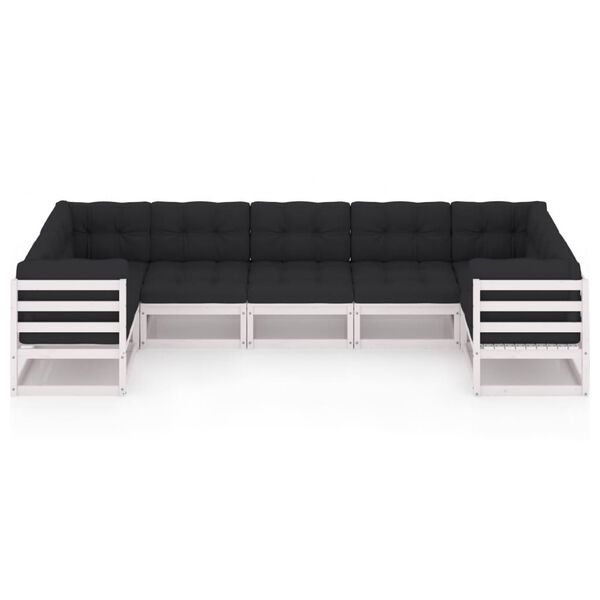 vidaXL 7-osainen Puutarhasohvasarja tyynyill&auml; valkoinen t&auml;ysi m&auml;nty