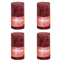 Bolsius Pilarikynttilät Shine 4 kpl rustiikkinen 130x68 mm punainen