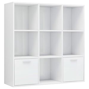vidaXL Kirjahylly korkeakiilto valkoinen 98x30x98 cm tekninen puu