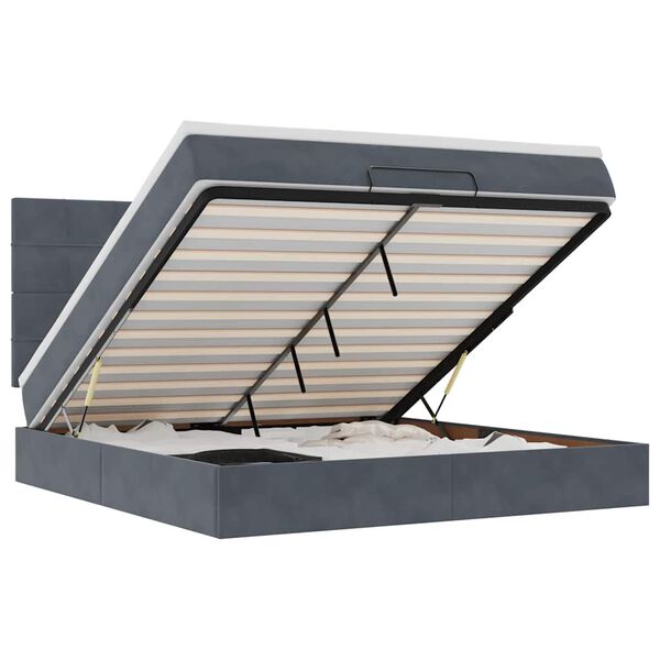 vidaXL ottomaanien s&auml;ngyn runko patjoilla tummanharmaa 180x200cm