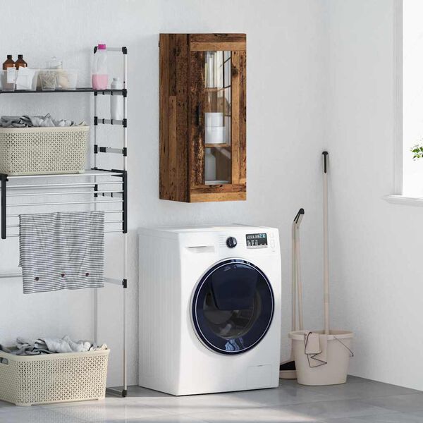 vidaXL Sein&auml;kaappi Vanha Puu 34,5 x 34 x 90 cm Puurakenteinen ja lasi