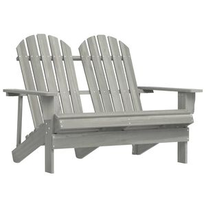 vidaXL 2-istuttava Adirondack-puutarhatuoli t&auml;ysi kuusi harmaa