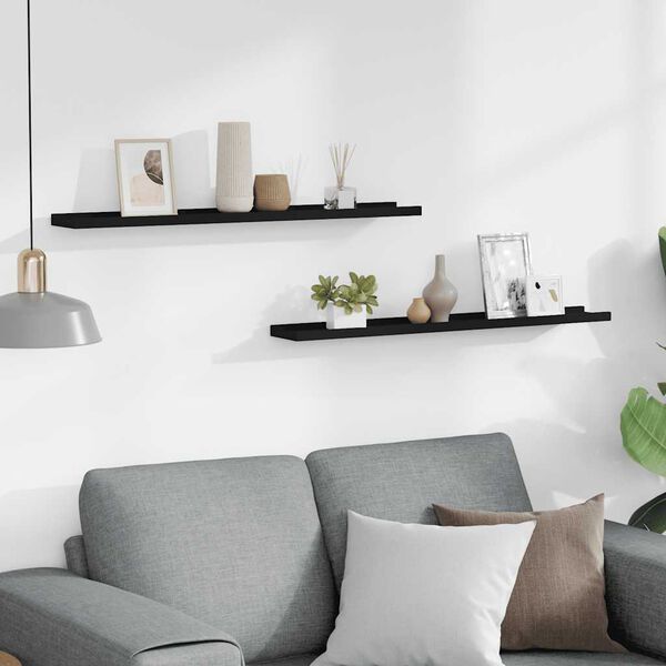 vidaXL Tauluhyllyt 2 kpl musta 80x9x3 cm MDF