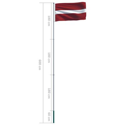 vidaXL Latvian lippu ja tanko alumiini 6 m