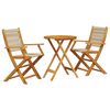 vidaXL 3-osainen Bistrosarja beige polypropeeni ja t&auml;ysi akasiapuu