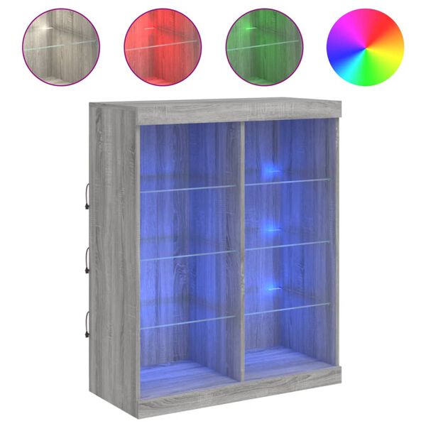 vidaXL Senkki LED-valoilla harmaa Sonoma 81x37x100 cm