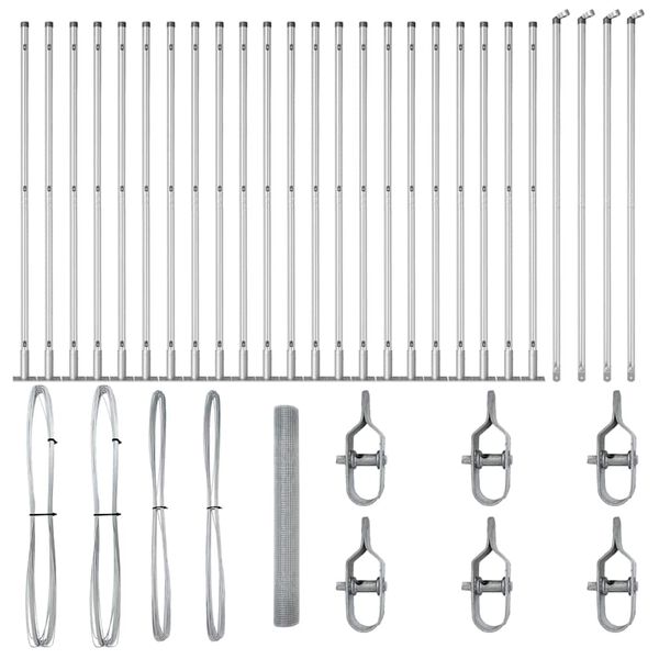 vidaXL Aita paalujen kanssa Hopea 1.2 x 50 m Teräs