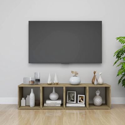 vidaXL TV-tasot 2 kpl valkoinen ja Sonoma-tammi 37x35x37 cm lastulevy