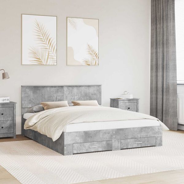 vidaXL S&auml;ngyn runko p&auml;&auml;tyll&auml; Betoni Harmaa 160 x 200 cm Tekninen puu