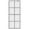 vidaXL Walk-in suihkun seinäke kirkas ESG-lasi 80x195 cm musta