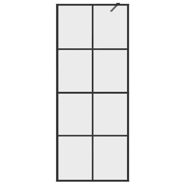 vidaXL Walk-in suihkun seinäke kirkas ESG-lasi 80x195 cm musta