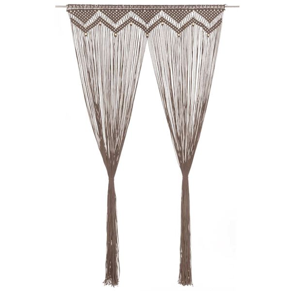 vidaXL Macrame verho harmaanruskea 140x240 cm puuvilla