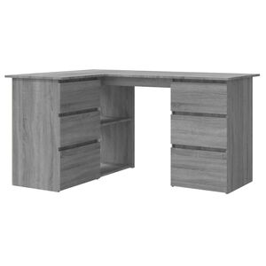 vidaXL Kulmap&ouml;yt&auml; harmaa Sonoma 145x100x76 cm tekninen puu