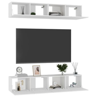 vidaXL TV-tasot 4 kpl valkoinen 80x30x30 cm lastulevy