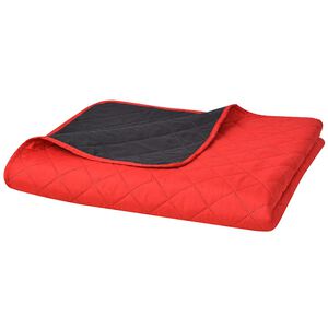 vidaXL Kaksipuolinen Tikattu P&auml;iv&auml;peite Punainen ja musta 170x210 cm