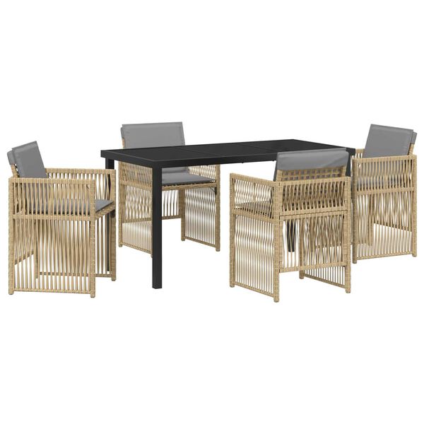 vidaXL Piharuokailu setti 5 pcs Beige Jauhemaalattu Ter&auml;s