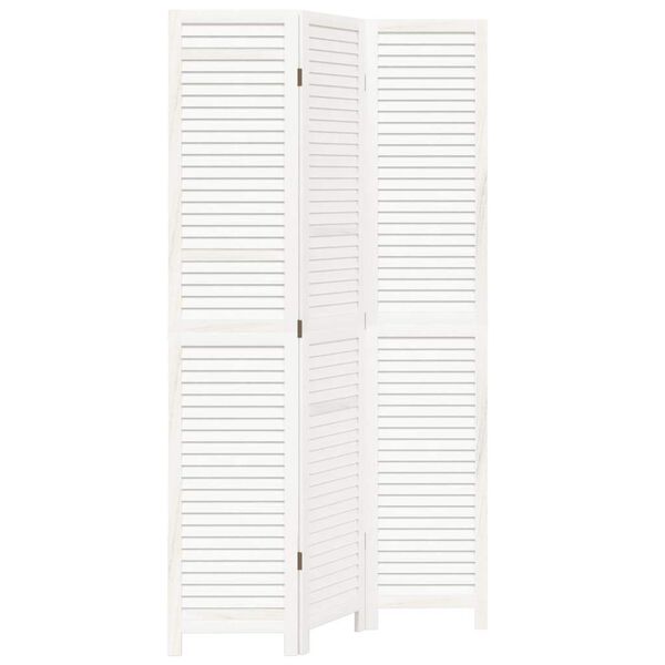 vidaXL 3-Paneelinen tilanjakaja valkoinen täysi keisaripuu