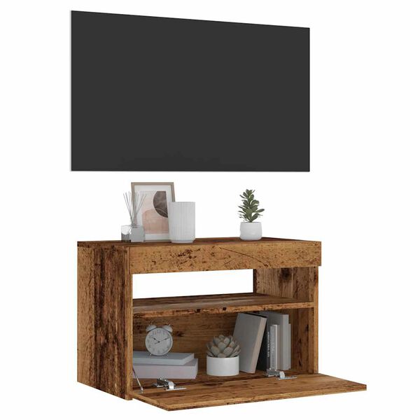 vidaXL TV-kaappi LED-valoilla Old Wood 60x35x40 cm Engineered Wood