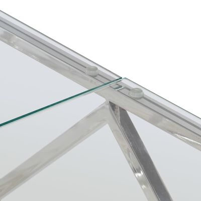 vidaXL Sohvapöytä hopea ruostumaton teräs ja karkaistu lasi