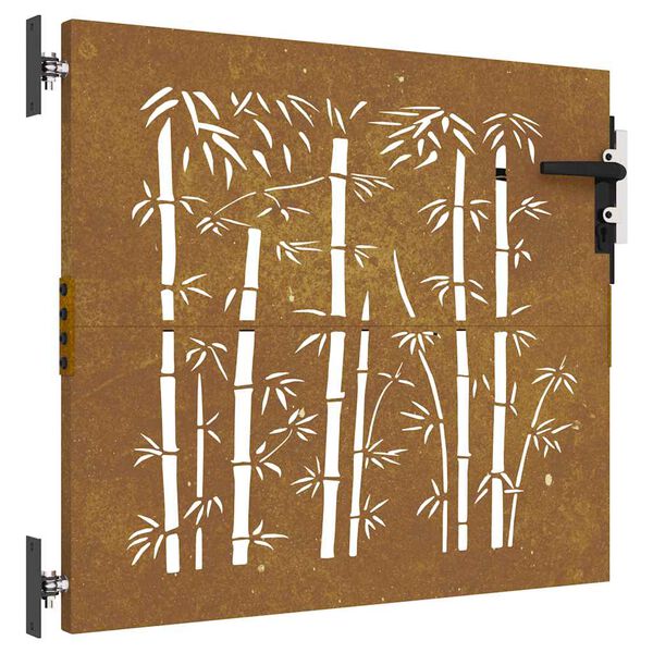 vidaXL Puutarhaportti 85x100 cm corten teräs bambukuvio