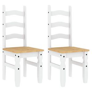 vidaXL Ruokatuolit 2 kpl Corona valkoinen 42x47x107 cm t&auml;ysi m&auml;nty
