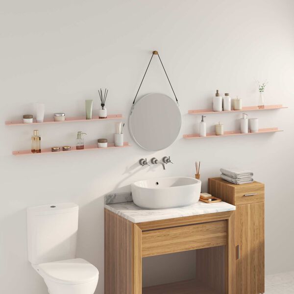 vidaXL Kelluva hylly 4 pcs Pinkki 100 x 9 x 2,5 cm Ter&auml;s