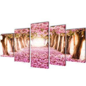 vidaXL Sein&auml;taulusarja canvas-taululla Kirsikankukka 100 x 50 cm