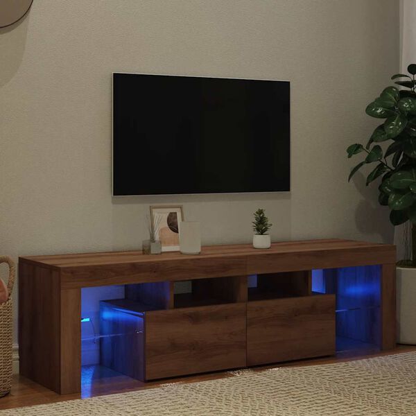 vidaXL TV-kaappi LED-valoilla k&auml;sity&ouml;l&auml;inen tammi 140x36,5x40 cm
