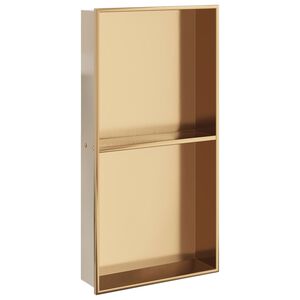 vidaXL Suihkuhylly harjattu kulta 32x62x9 cm ruostumaton ter&auml;s