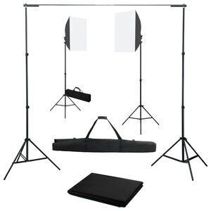 vidaXL Valokuvastudiosarja softbox-valoilla ja taustakankaalla