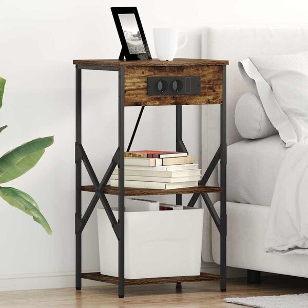 vidaXL Y&ouml;p&ouml;yt&auml;kaappi hyllyll&auml; Savup&auml;hkin&auml; 41 x 31 x 76 cm Tekninen puu