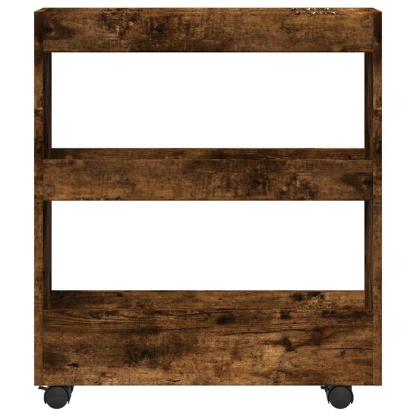 vidaXL Kapea s&auml;ilytysvaunu 3-kerrosta savutammi tekninen puu