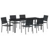 vidaXL Piharuokailu setti 7 pcs Musta PE-rottinki