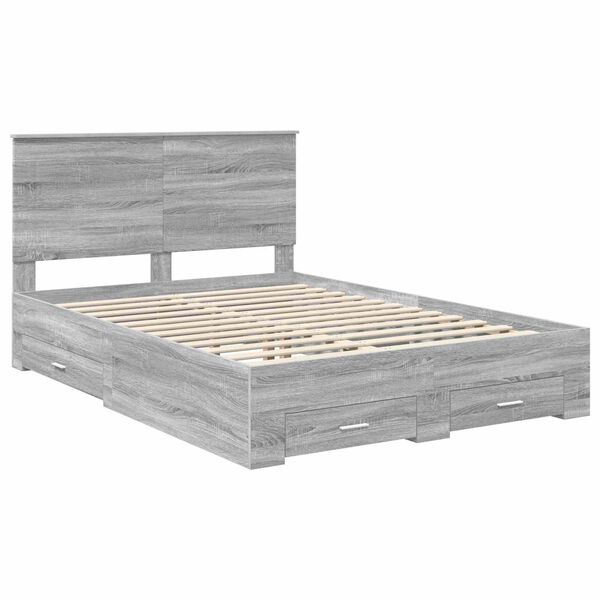 vidaXL S&auml;ngyn runko p&auml;&auml;tyll&auml; Harmaa Sonoma 5FT King Size Tekninen puu