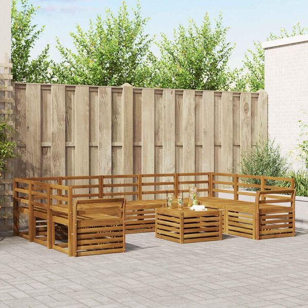 vidaXL Sohvasarjat 10 pcs Luonnollinen Tihe&auml; akasiapuu