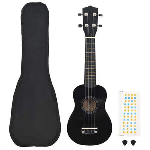 vidaXL Sopraano ukulelesarja laukulla lapsille musta 21"