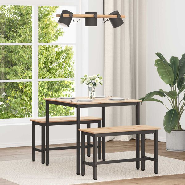 vidaXL Ruokap&ouml;yt&auml; Luonnollinen 80 x 80 x 75 cm Massiivinen m&auml;nty