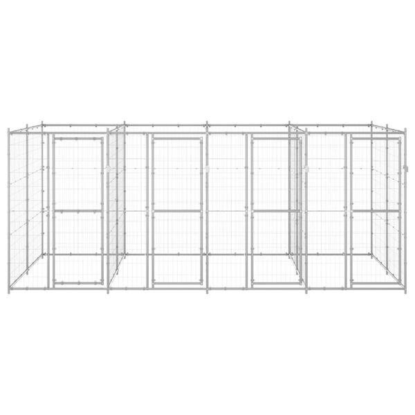 vidaXL Koiran ulkohäkki galvanoitu teräs 9,68 m²