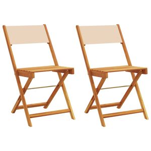 vidaXL Kokoontaitettavat tuolit 2 kpl beige massiivipuusta akaasiasta ja kankaasta