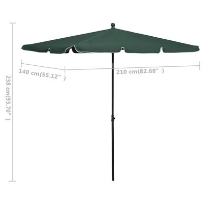 vidaXL Puutarhan aurinkovarjo tangolla 210x140 cm vihreä