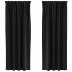 vidaXL Piment&auml;v&auml; verho renkailla 2 kpl Musta 225 x 140 cm Polyesteri