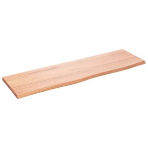vidaXL Sein&auml;hylly vaaleanruskea 100x30x2 cm k&auml;sitelty t&auml;ystammi