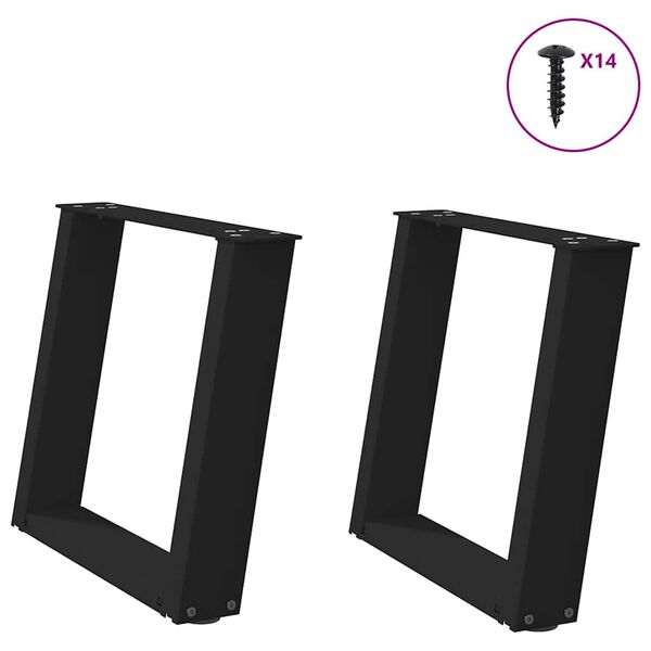 vidaXL Sohvapöydän jalat U-muotoiset 2 kpl musta 50x(42-43) cm teräs