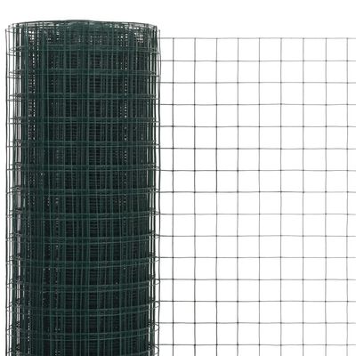 vidaXL Kanaverkko teräs PVC pinnoitteella 25x0,5 m vihreä